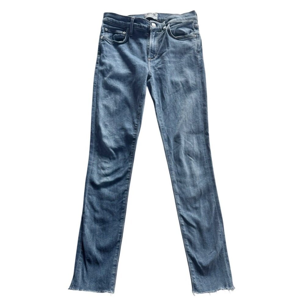 Agolde Woman's Sz 26 Sophie High Waist Medium Wash Raw Hem Skinny Jeans